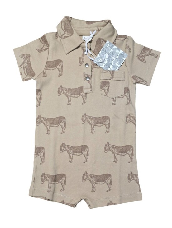 kate quinn Other - NWT Kate Quinn Cotton Donkey Print Boys Polo One Piece 12-18m